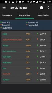 Zoom Cramers Picks on the Stock Trainer App
