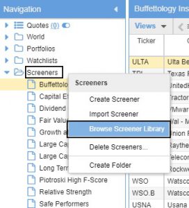 Step 2 - browse screener library