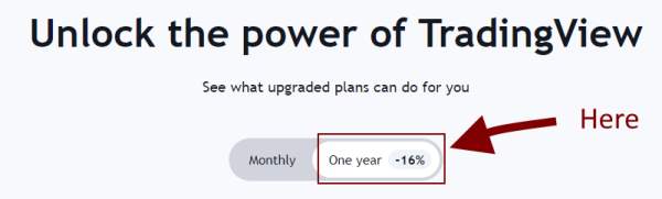 How To Get A 16% Discount on TradingView - Click The Yearly Button on the Pricing Page