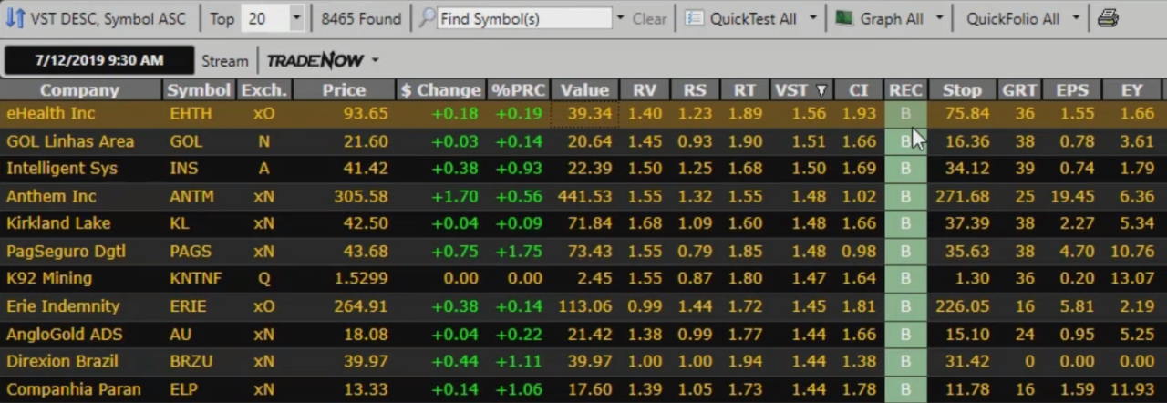 VectorVest RV, RS, RT & VST Stock Rating System