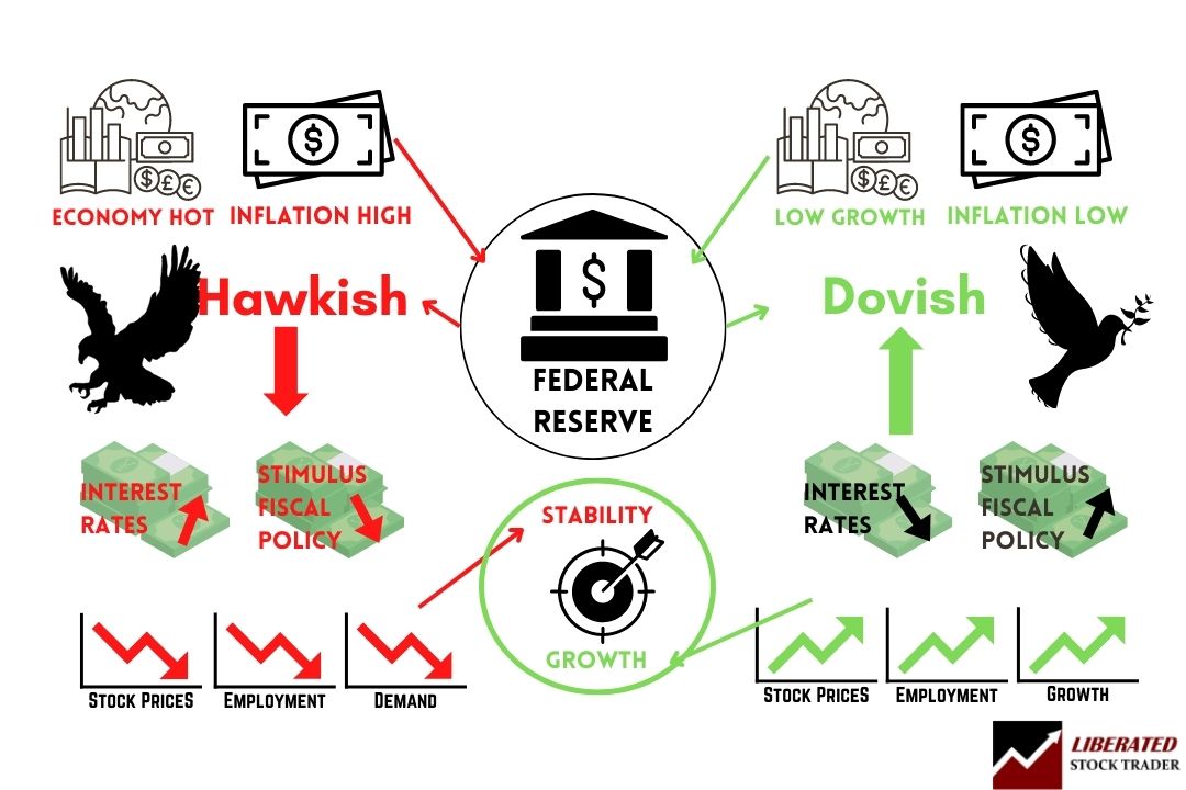 Infographic - Hawkish vs. Dovish: How the economy and business cycle dictates the Federal Reserve's policy stance.