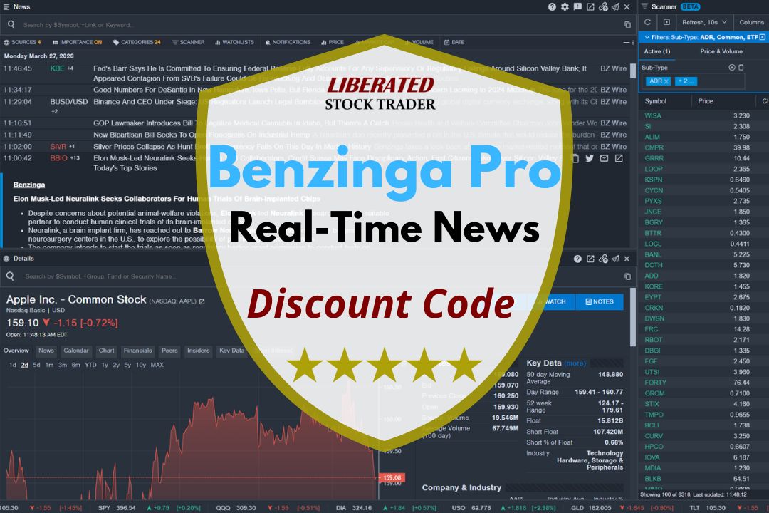 Discount Code for Benzinga Pro Basic & Essentials Services | ยฉ LiberatedStockTrader.com Discount Code for Benzinga Pro Basic & Essentials Services