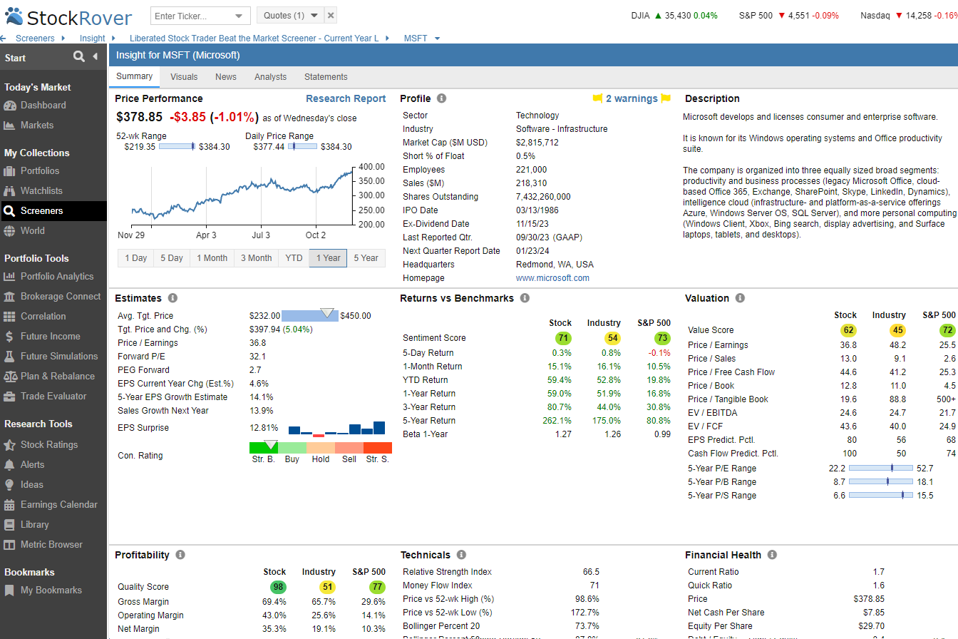 Stock Rover: Simply the Best Financial Analysis, Research, Screening & Portfolio Management Platform