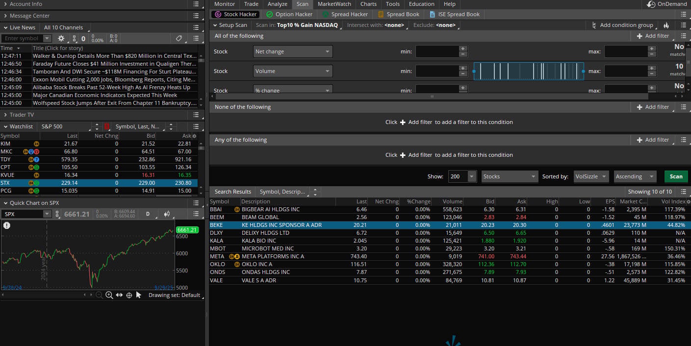 ThinkOrSwim: Scanning for Stocks