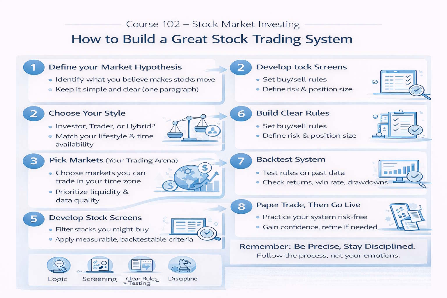 Infographic checklist for building a stock trading system