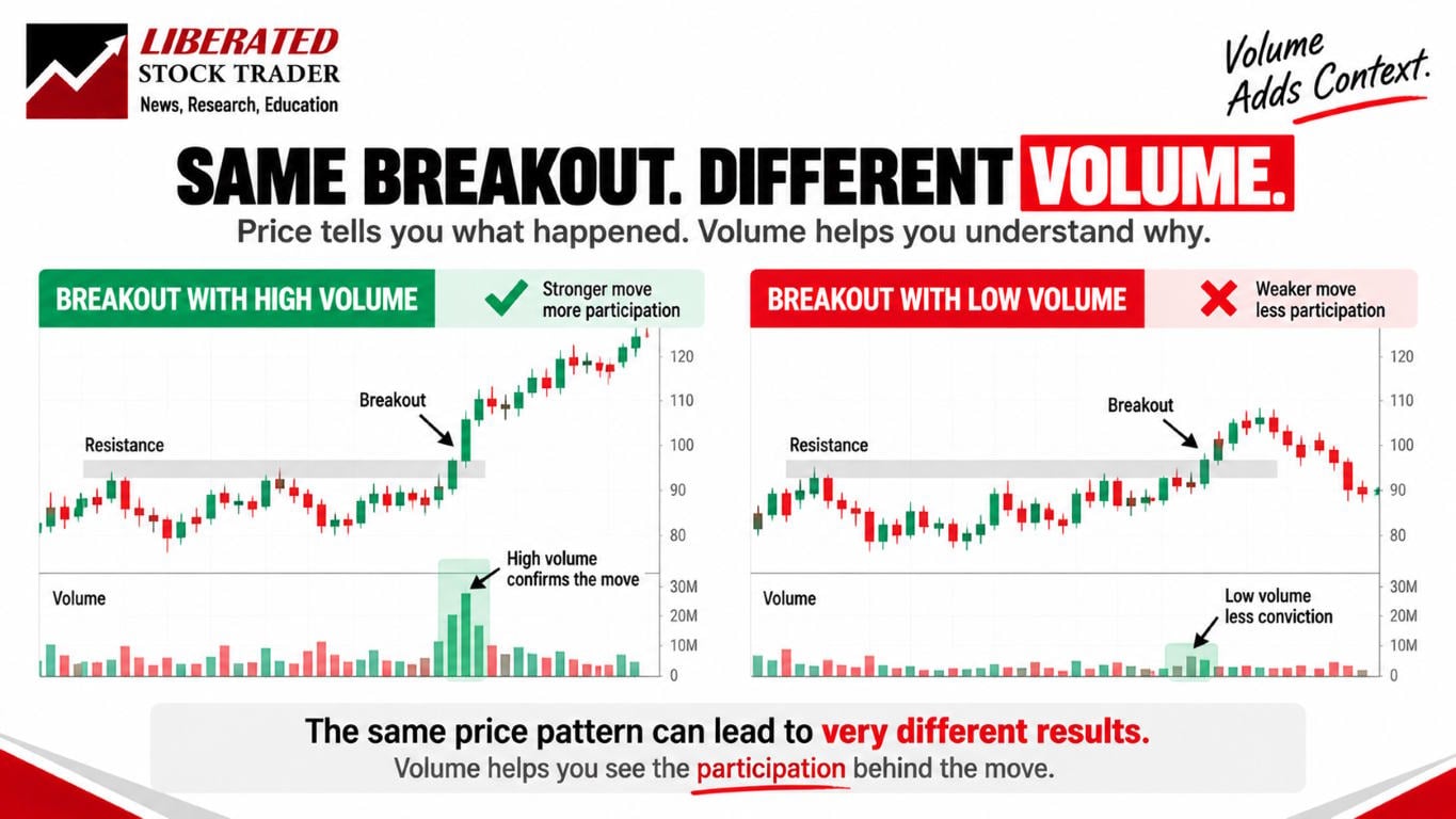 Two charts, same breakout but different volume